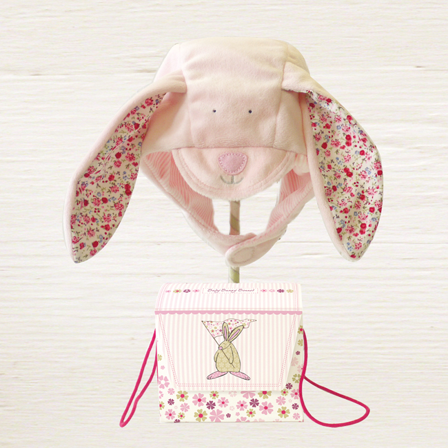 Baby Girl Smooth Bonnet by Rufus Rabbit. A lovely newborn baby gift.